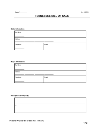 Tennessee General Bill of Sale form