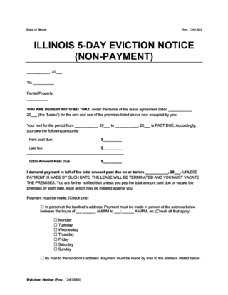 Illinois 5 day eviction notice to pay rent or quit