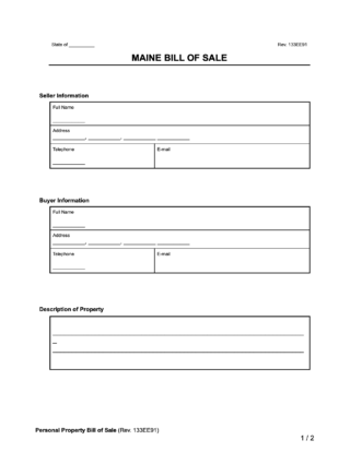 Maine Bill of Sale