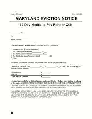 Maryland eviction notice