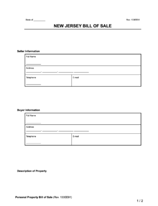 New Jersey Bill of Sale document