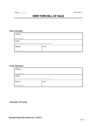 New York bill of sale template document