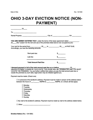 Ohio 3-Day Eviction Notice (Non-Payment)