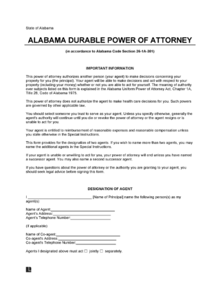 Alabama Durable Power of Attorney