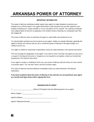 Arkansas Power of Attorney