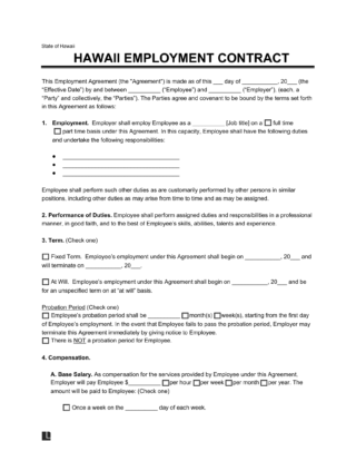 Hawaii Employment Contract