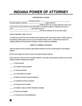Indiana Power of Attorney