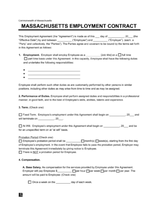 Free Massachusetts Employment Contract Template Document Genius Free Massachusetts Employment Contract Template Document Genius