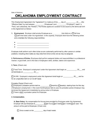 Oklahoma employment contract form