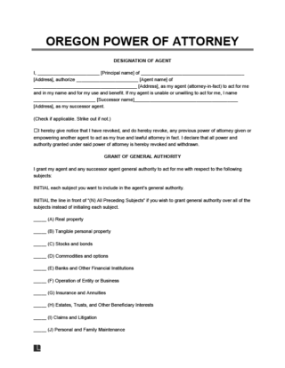 Oregon Power of Attorney