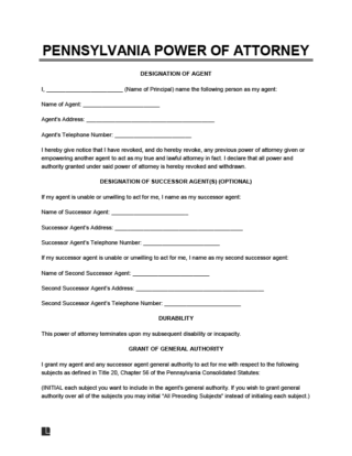 Pennsylvania Power of Attorney