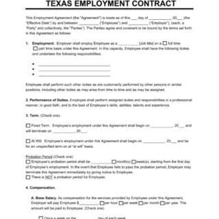 Texas Employment Contract