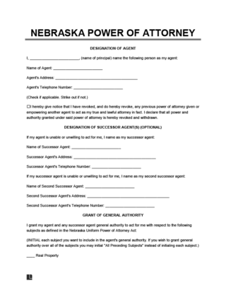 Nebraska power of attorney form