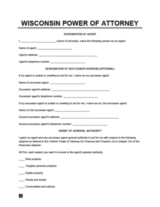 Wisconsin Power of attorney form