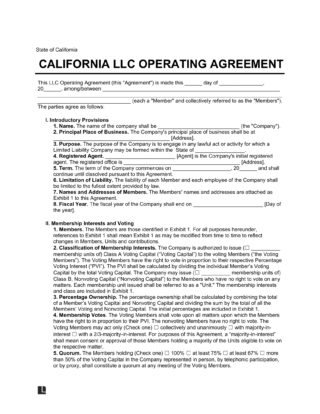 California LLC Operating Agreement
