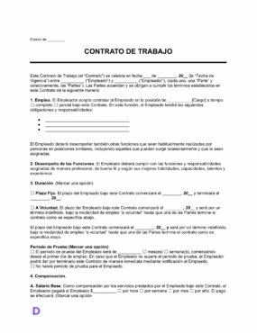 Plantilla de Contrato de Trabajo
