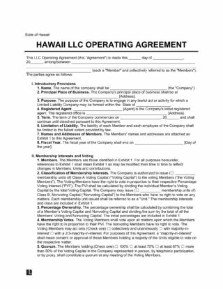Hawaii LLC Operating Agreement