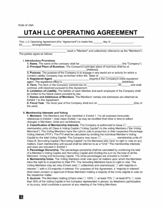 Utah LLC Operating Agreement