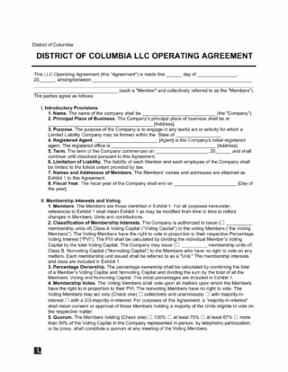 Washington DC LLC Operating Agreement