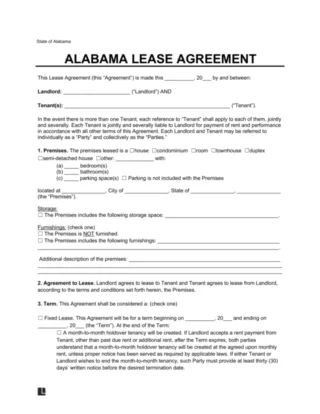 Alabama Lease Agreement