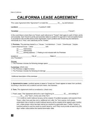California Residential Lease Agreement