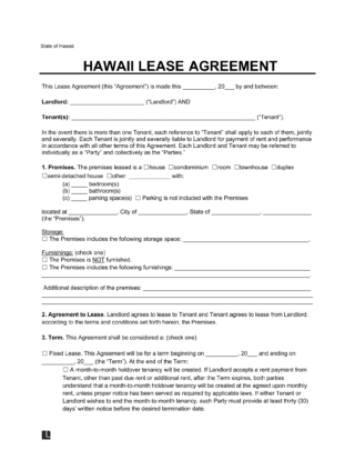 Hawaii Lease Agreement