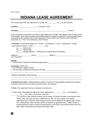 Indiana Lease Agreement