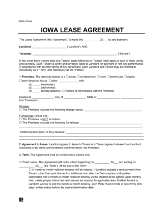 Iowa Lease Agreement