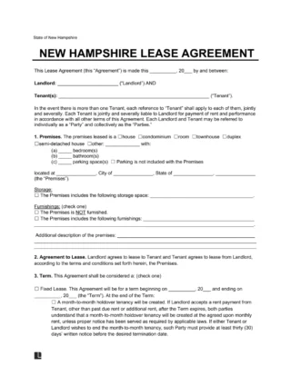 New Hampshire Lease Agreement Template