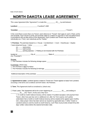 North Dakota Lease Agreement