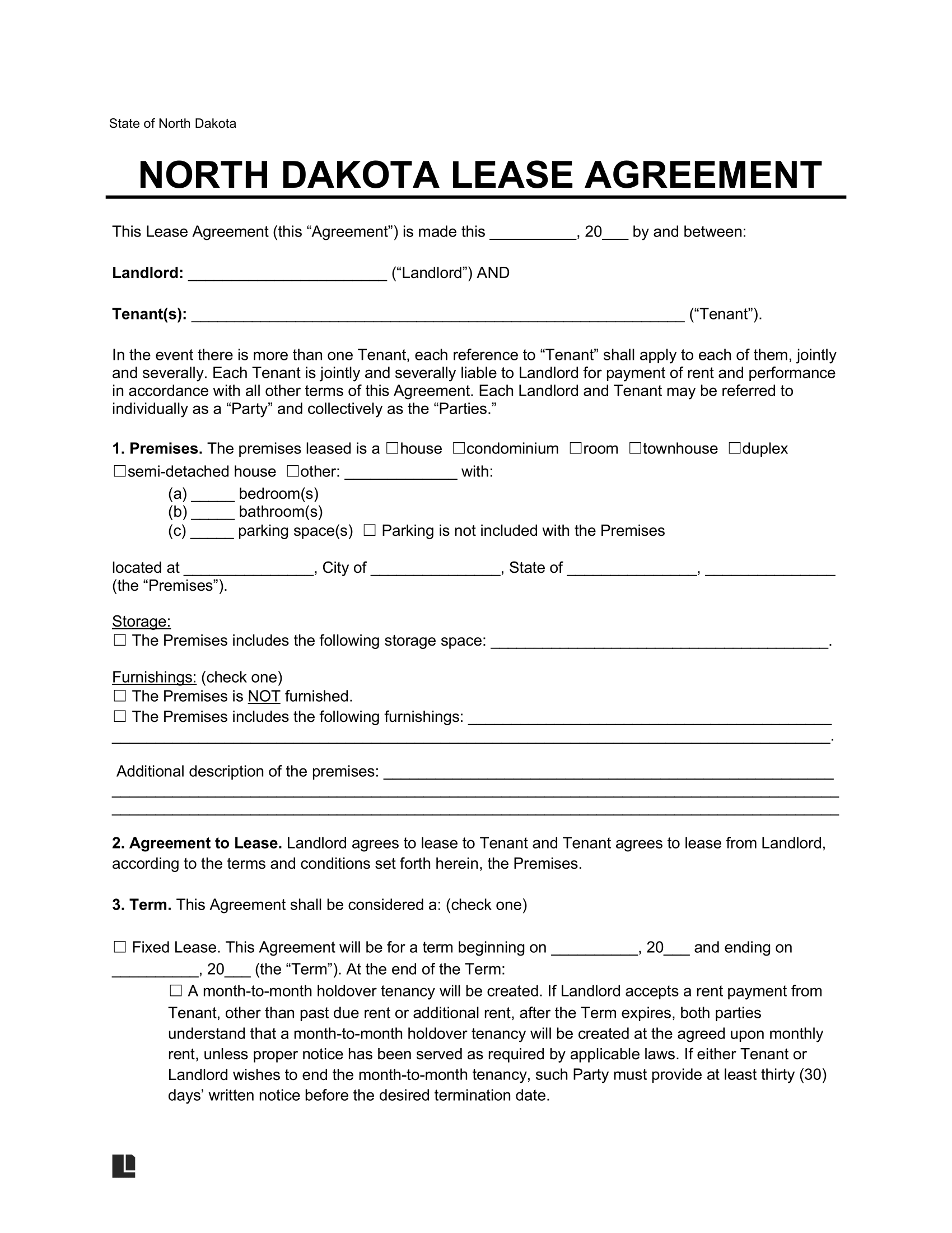 North Dakota Lease Agreement
