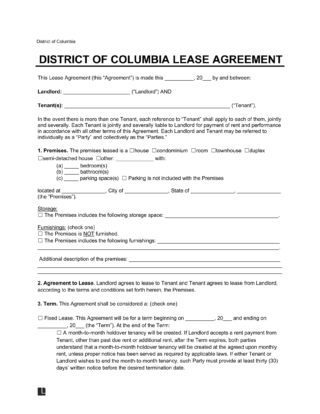Washington DC Lease Agreement