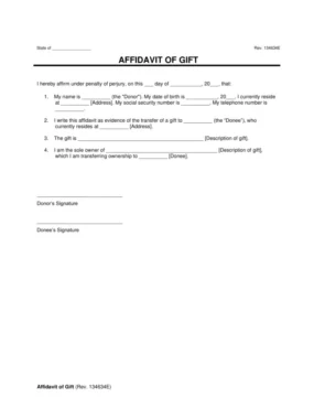 Gift Affidavit