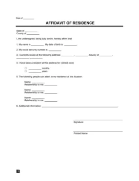 Affidavit of Residence