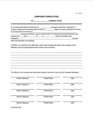 Corporate Resolution
