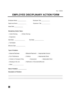 Employee Disciplinary Action Form