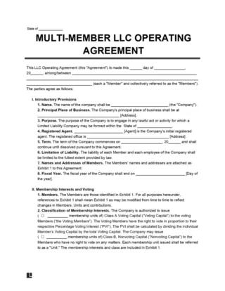 Multi-Member LLC Operating Agreement
