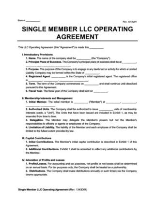 Single-Member LLC Operating Agreement