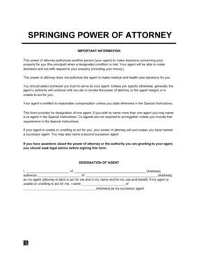 Springing Power of Attorney