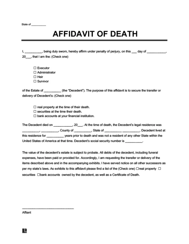 Affidavit of Death