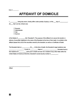 Affidavit of Domicile