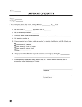 Affidavit of Identity