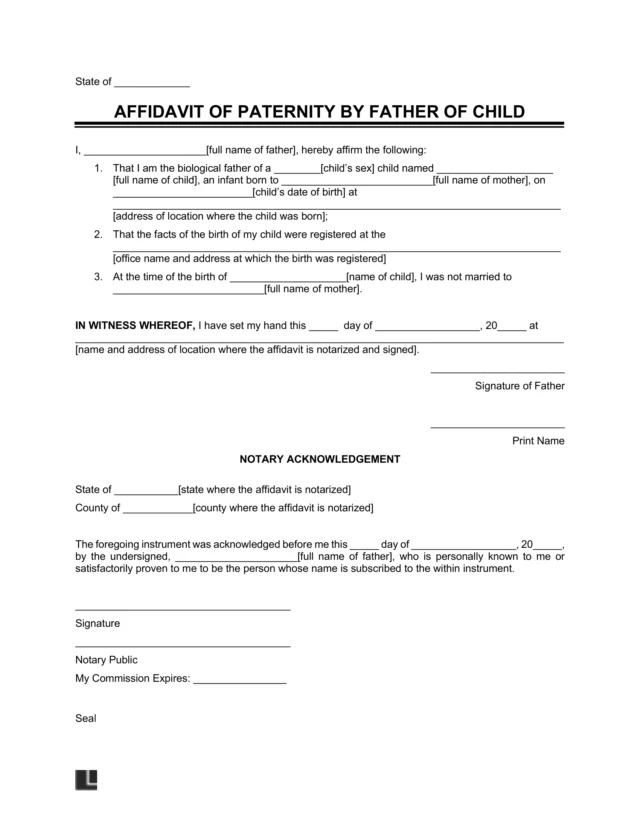 Affidavit of Paternity