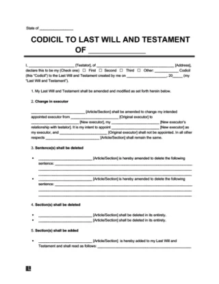 Codicil to Will