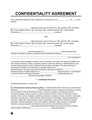 Confidentiality Agreement