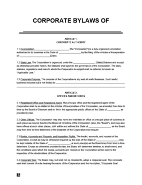 Corporate Bylaws