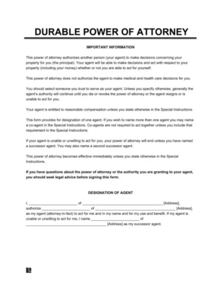 Durable Power of Attorney