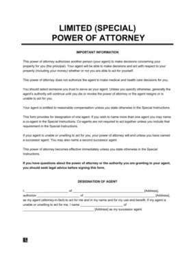 Limited Power of Attorney