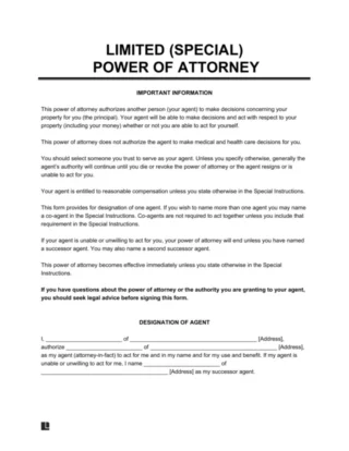 Limited Power of Attorney