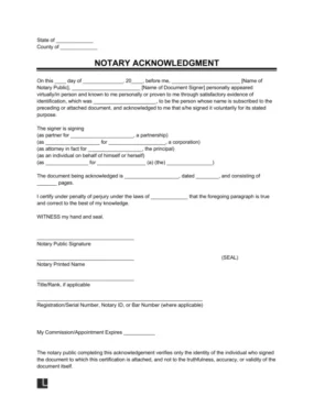 Notary Acknowledgment